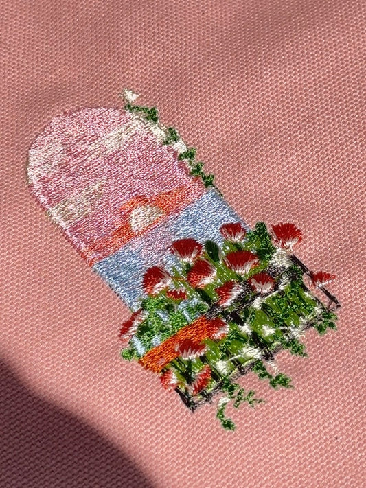 夕日のベランダ