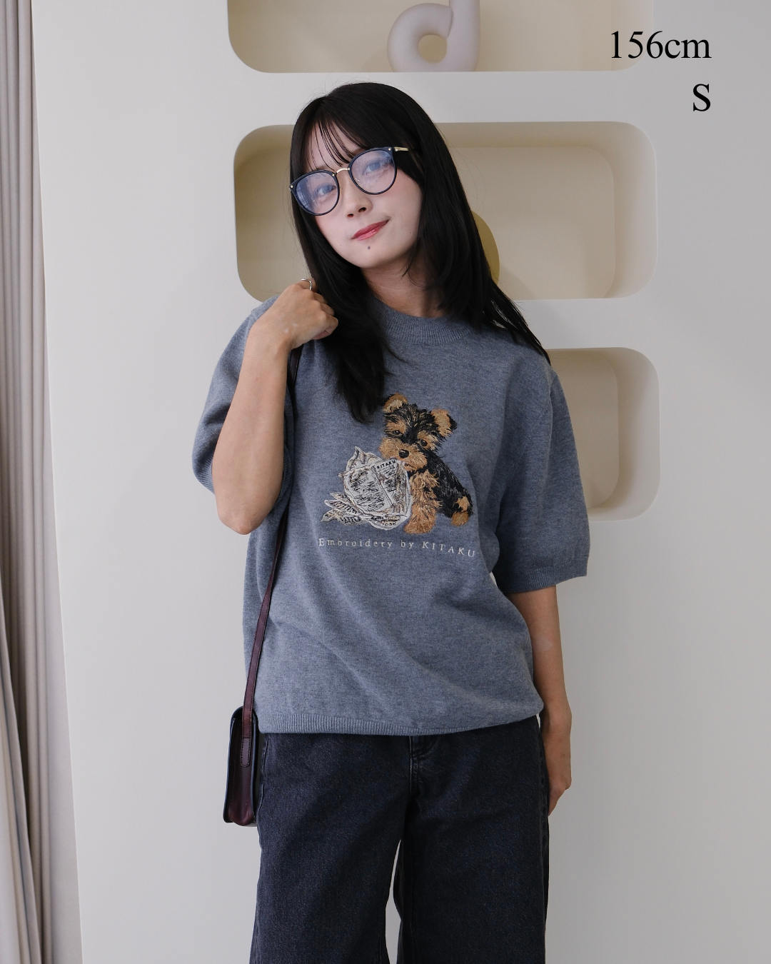 いたずらヨーキーの半袖ニット