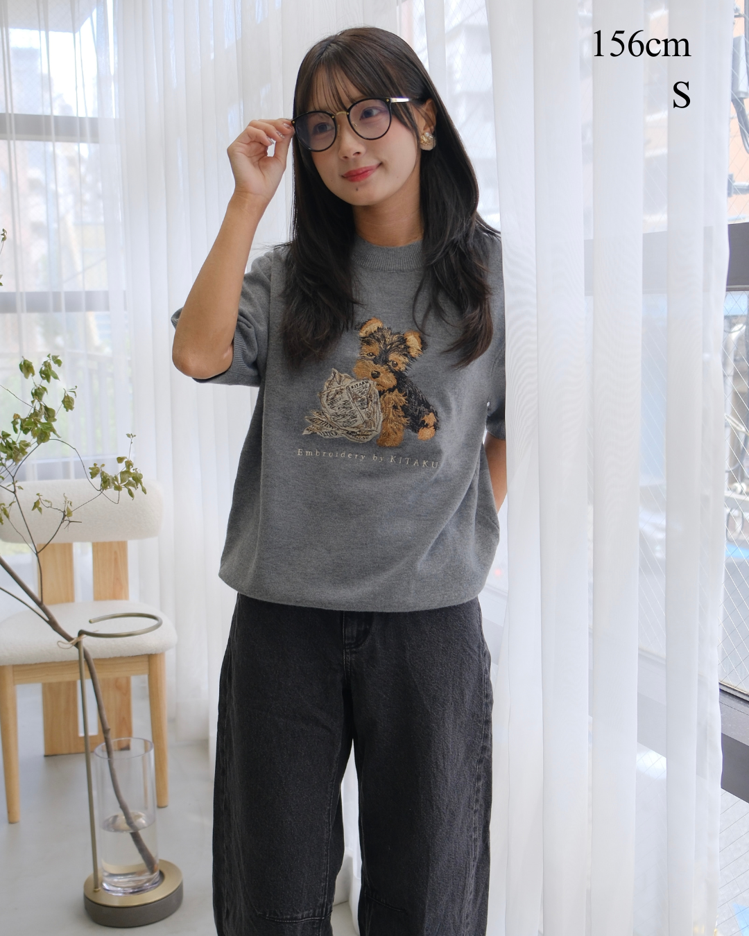 いたずらヨーキーの半袖ニット