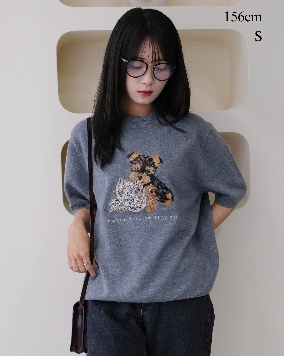 いたずらヨーキーの半袖ニット