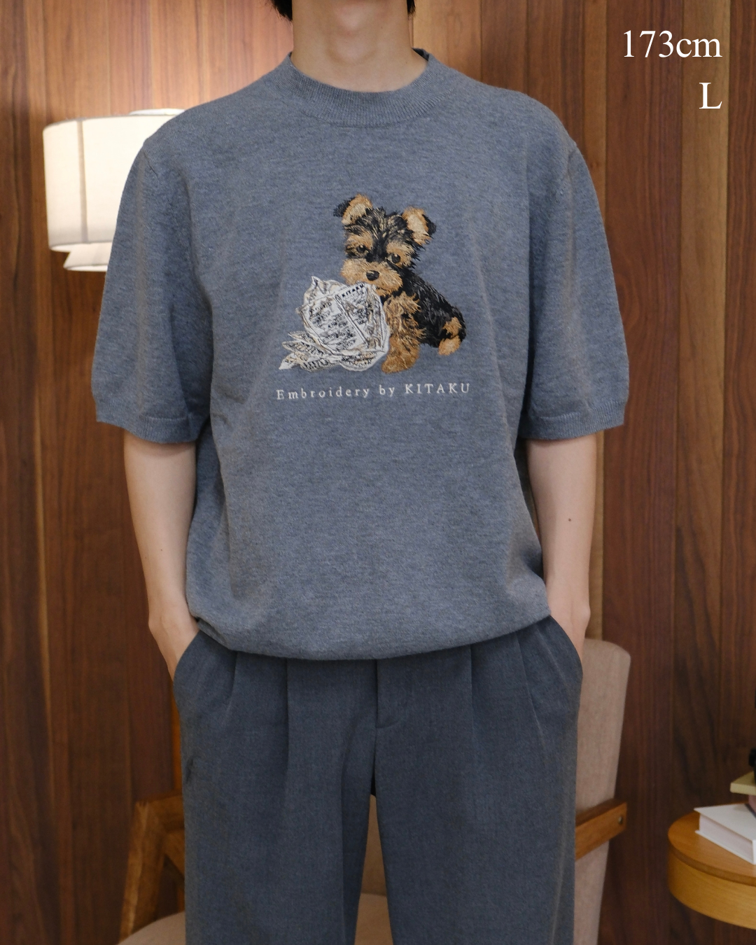 いたずらヨーキーの半袖ニット